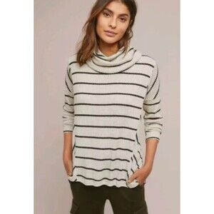 Anthropologie eri + Ali Striped Waffled Cowl Neck Sweater XSP VGUC